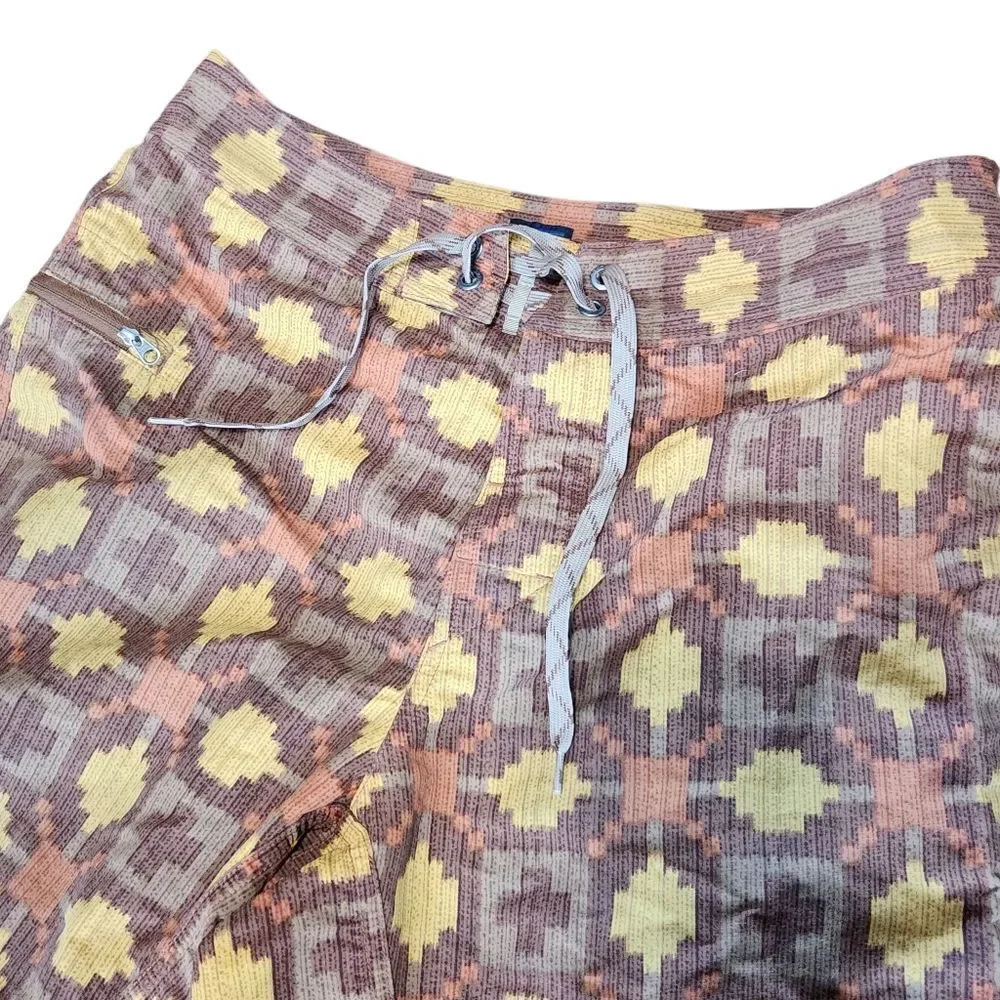 Patagonia Wavefarer Shorts Mens 29 Brown Yellow Geometric Board Surf